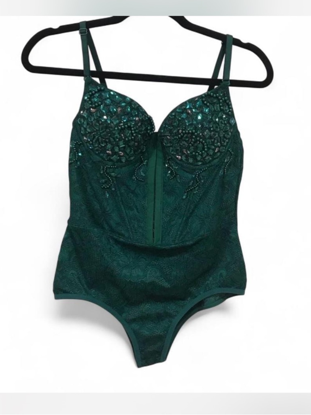 Windsor Emerald Green Embellished Bustier Bodysuit Size: M